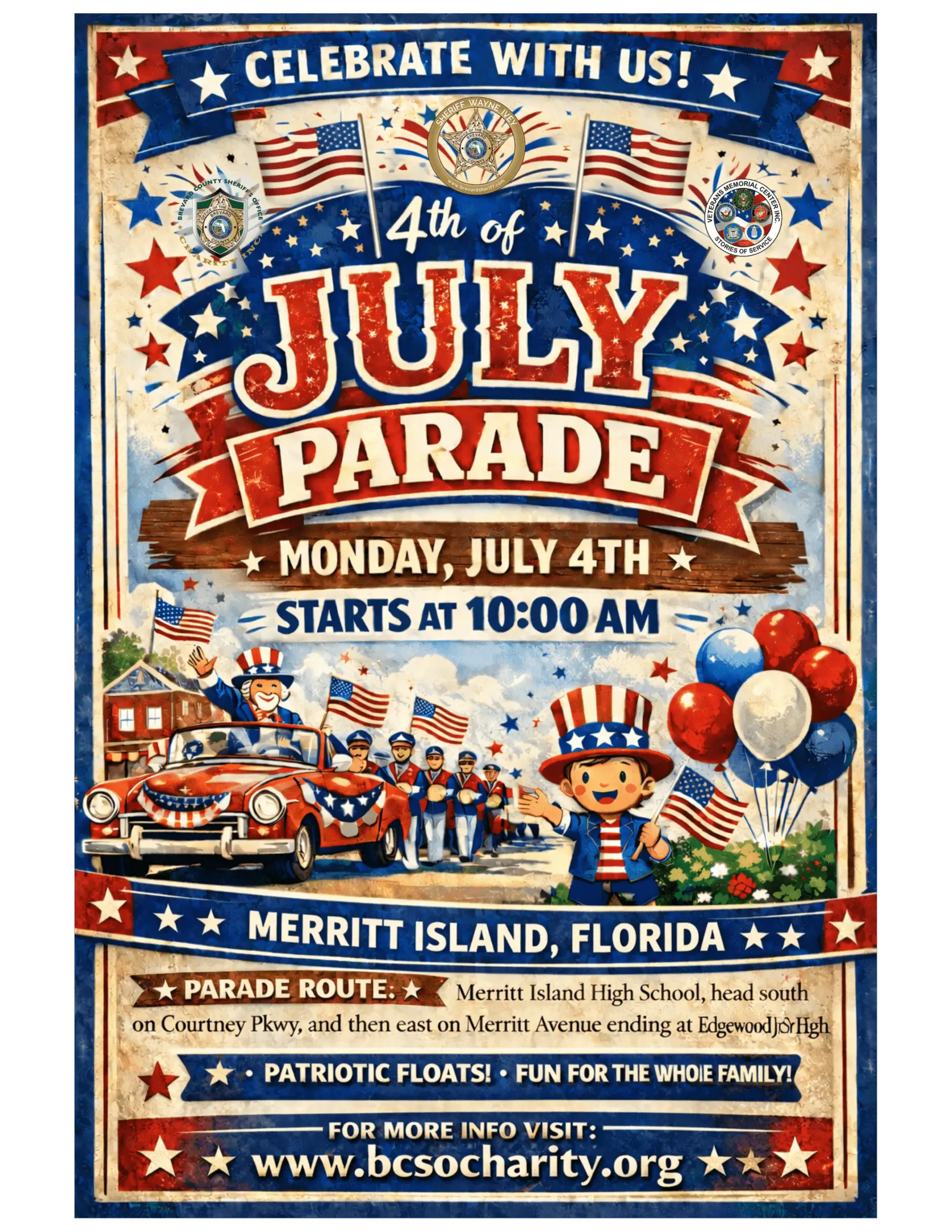 4th of July parade poster, Merritt Island.