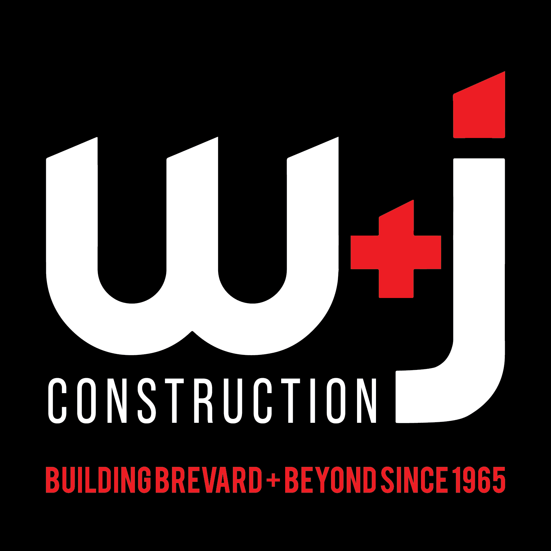 White W and J logo with red plus